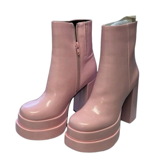 Call It Spring Tenacious Size 7.5 Pink Ankle Boot Chunky‎ High Heel Cosplay NWT - Picture 6 of 11